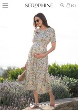 Seraphine Green Floral Maternity Nursing Midi Dress Size 10 Immaculate
