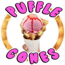 12" X 12" VINYL DECAL PUFFLE CONES WITH HAND SCOOPED ICE CREAM