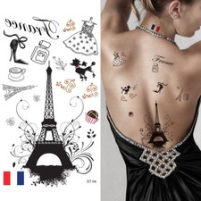 Supperb Temporary Tattoos - I Love Paris, France Eiffel Tower