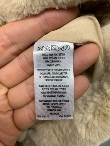 French Connection Beige Faux Fur Short Jacket Women's Size Small Full Zip NWT - Picture 10 of 13