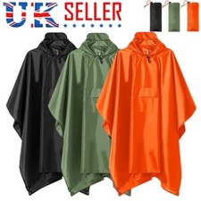 Folding Rain Poncho Adults Reusable Waterproof Cape Raincoat Cycling Hiking UK