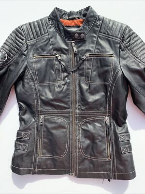 Harley-Davidson Women AGITATOR Black Leather Jacket Small 98086