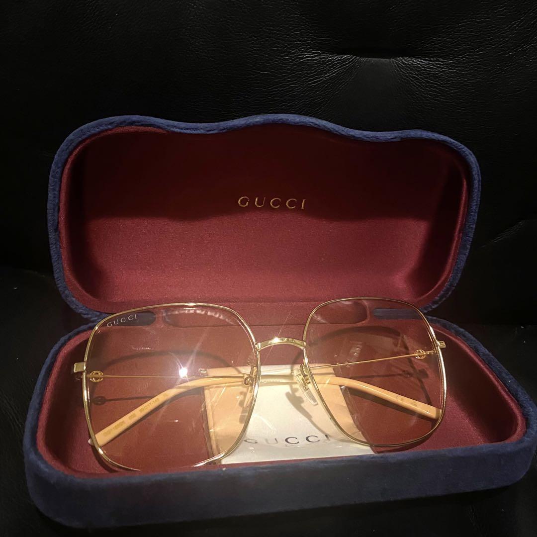 GUCCI GG1195SK Gold Frame Sunglasses Lens Orange Width 14.3