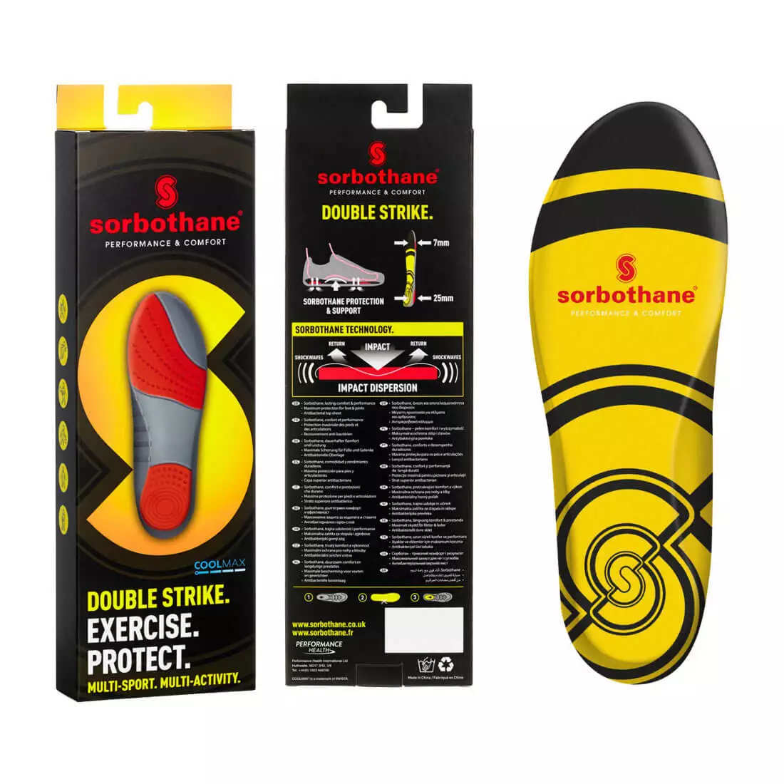 Sorbothane Double Strike Shoe Insoles Heel Cup Walking Sport Foot Support