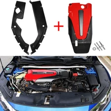 FOR 16-2021 HONDA CIVIC JDM RED BLK TYPE-R STYLE ENGINE COVER + SIDE PANEL COVER