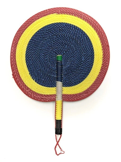 Ventilador de mano tejido a mano, africano portátil boda verano, decoración del hogar ventiladores de mano Foto 4 de 4