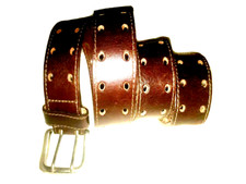 Leather Grommet Belt Men's M/L Adjustable Unisex