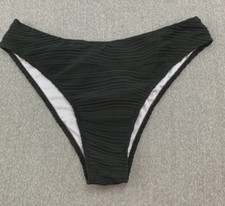 Zaful Wavy Pleated Bikini Tankini Swimsuit Bottom Womens size L Black High Cut