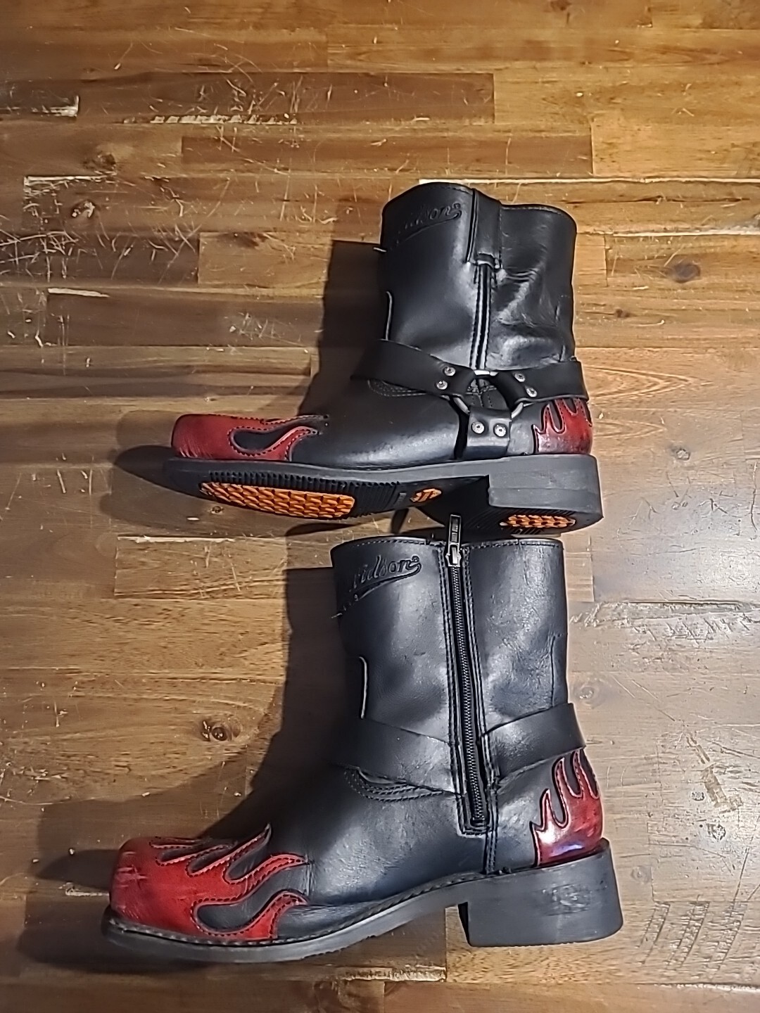 Harley Davidson Leather FLAME Biker Boots Black Motor… Gem