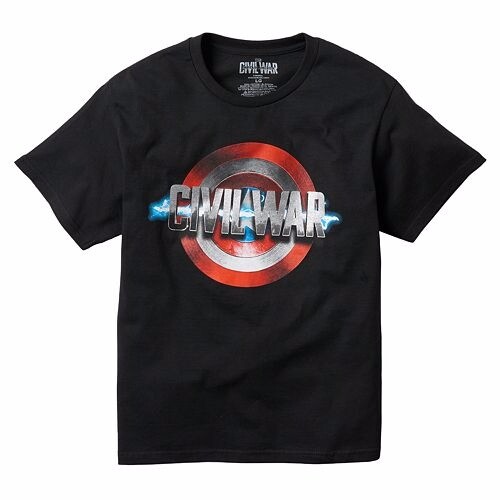 2 T-Shirt Marvel Captain America Guerra Civile Giovanile NUOVE - Foto 3 di 4