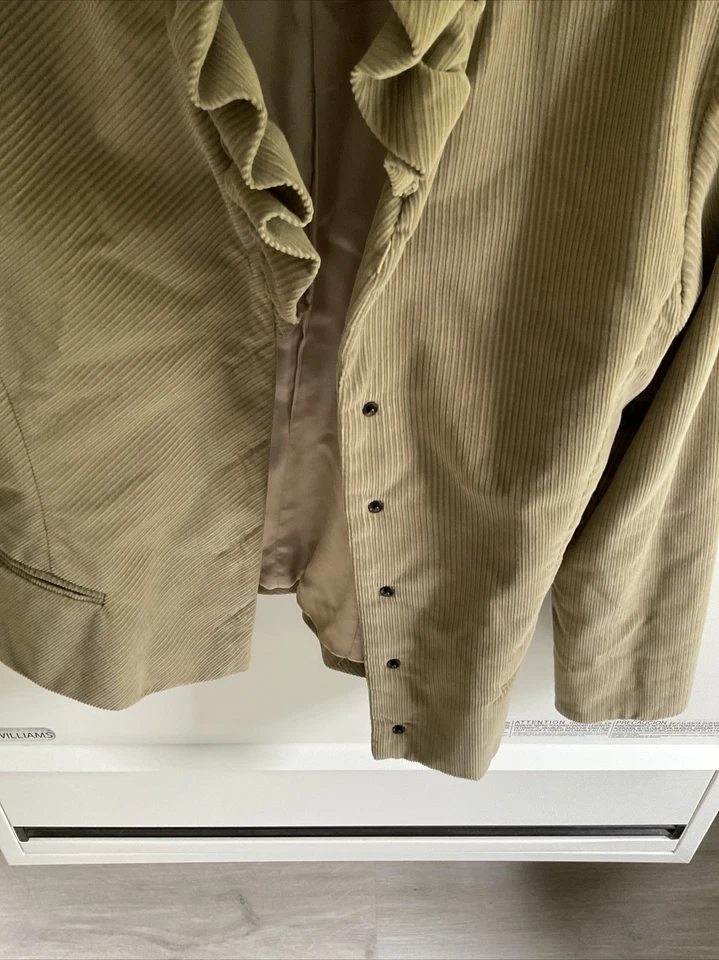 Chaqueta Abrigo KENZO Bronceado Volantes Diseñador Pana Talla 42 Foto 4 de 4