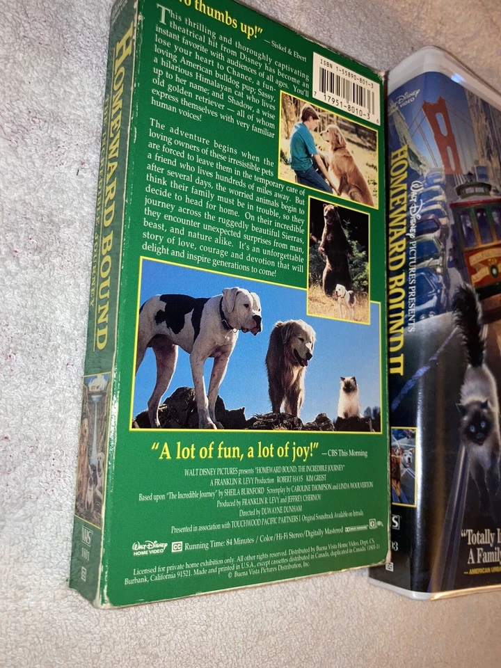 Homeward Bound The Incredible Journey + Homeward Bound II VHS Lot - Tape Tested — 第 3/4 张图片