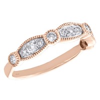 14K Rose Gold Diamant Ehering Stapelbar Milgrain JubiläUm Ring 1/2 Karat