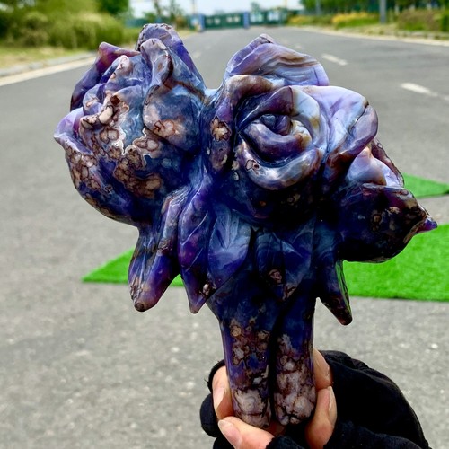Cristallo di agata fiori di ciliegio blu naturale 2,97 libbre quarzo a forma di fiore guarigione - Foto 3 di 24