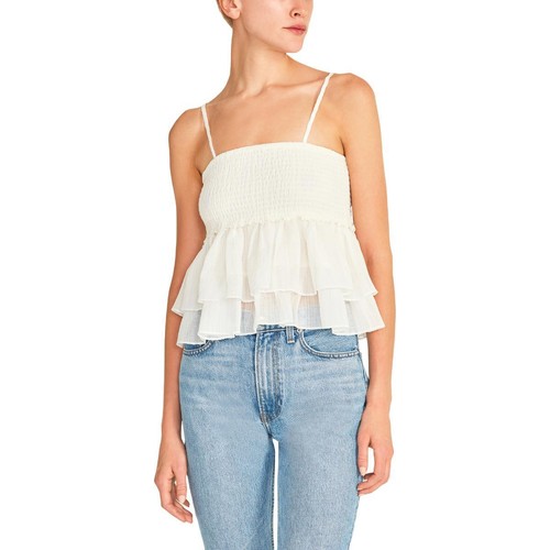 BB Dakota by Steve Madden Womens Smock Signals White Tank Top Shirt XS BHFO 5521 - 第 1/3 張圖片
