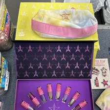 Jeffree Star Queen Bitch Mini Velour Liquid Lipstick 8 Piece Plus Hat -Pins-Bag