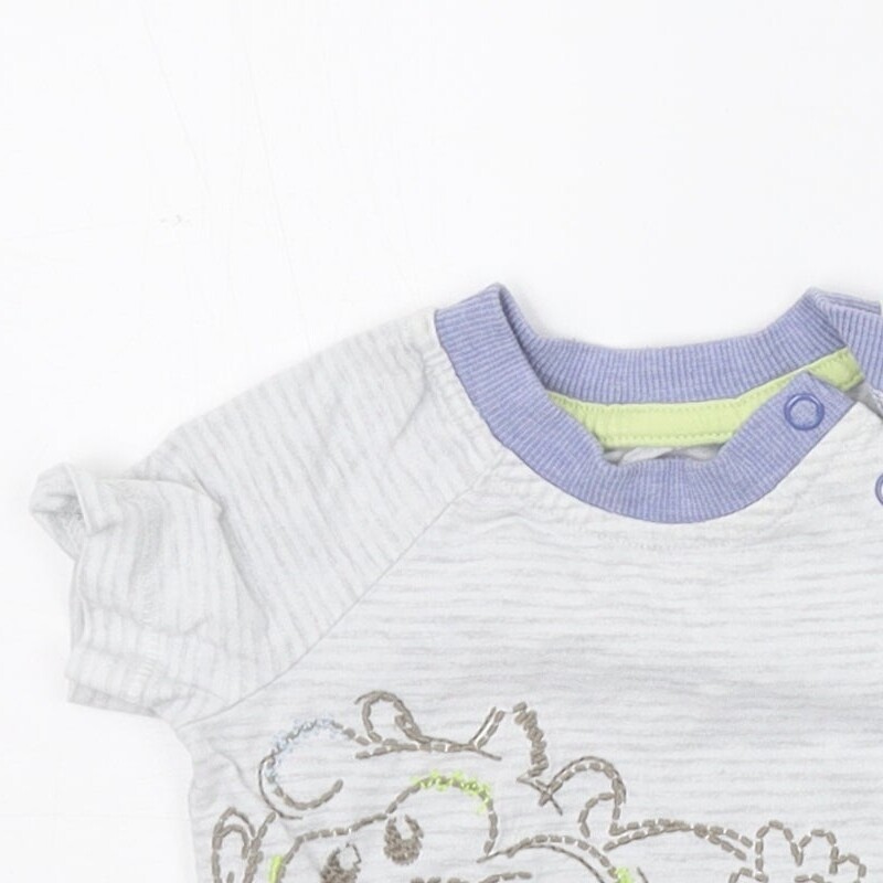 George Boys Grey Striped Cotton Blend T-Shirt Size 6-9 Months image 3