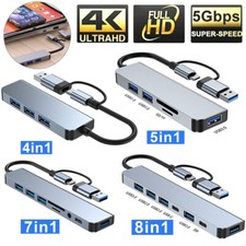 Multiport USB-C Hub Type C To USB 3.5mm Audio Micro SD/TF Card Reader Adapter