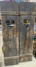 Pair c1900  Wood Patina Heart cutout house shutters 54” x 15.75” estate  NY