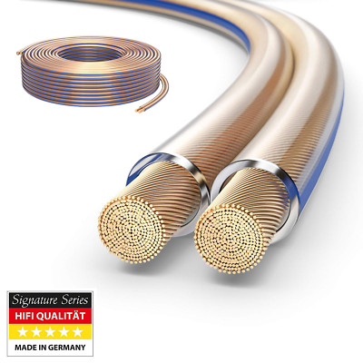 20m HiFi Boxen Lautsprecher kabel 2 x 4,0mm² 99,9% OFC Vollkupfer 0,10mm Litze