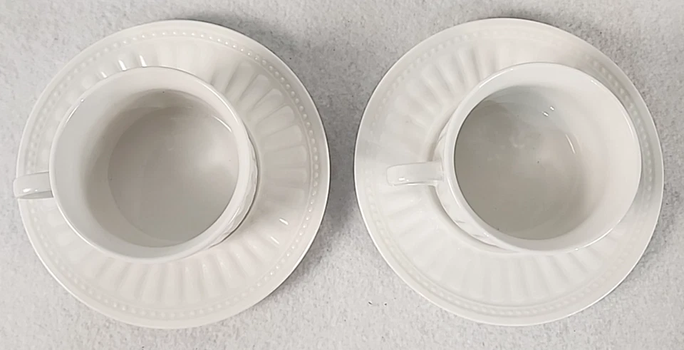 Juego de 2 majestuosos tazas y platillos blancos Oneida Athena Ariel Foto 3 de 4