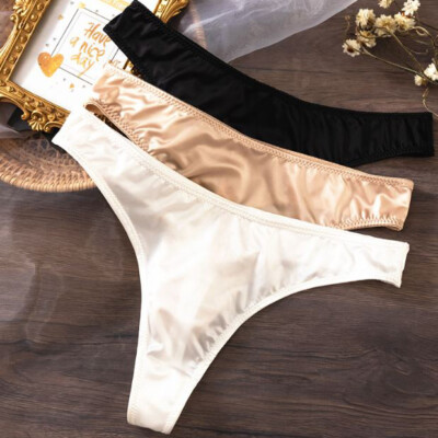 1/5 Pack Lot Womens Sexy Panties Satin Thongs G string Bikinis Low Waist Briefs