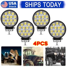 4pcs Round Led Work Lights 12v Bar Spot Flood Fog Driving Lamp Offroad Suv Atv