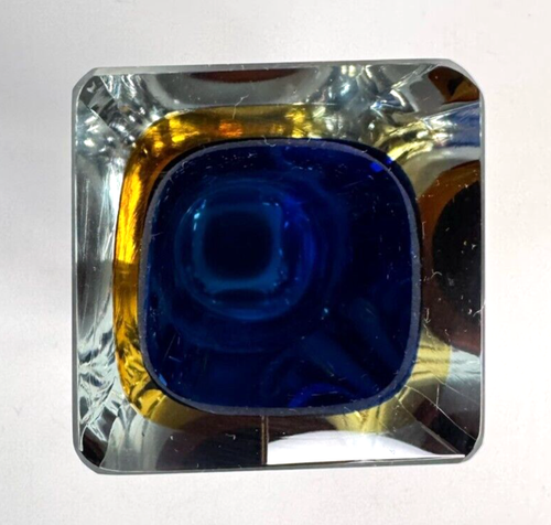 Murano Sommerso blau & bernsteinfarben facettiert 8" Kunstglas Vase Mid-Century Modern MCM sehr guter Zustand - Bild 4 von 8