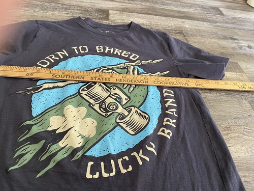 Lucky Brand Boys T-Shirt Youth L Born To Shred Skull Metal Horns Skate Board - Picture 5 of 6