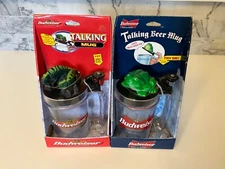 TWO VINTAGE 1997 ANHEUSER-BUSCH BUDWEISER TALKING FROG BEER MUGS