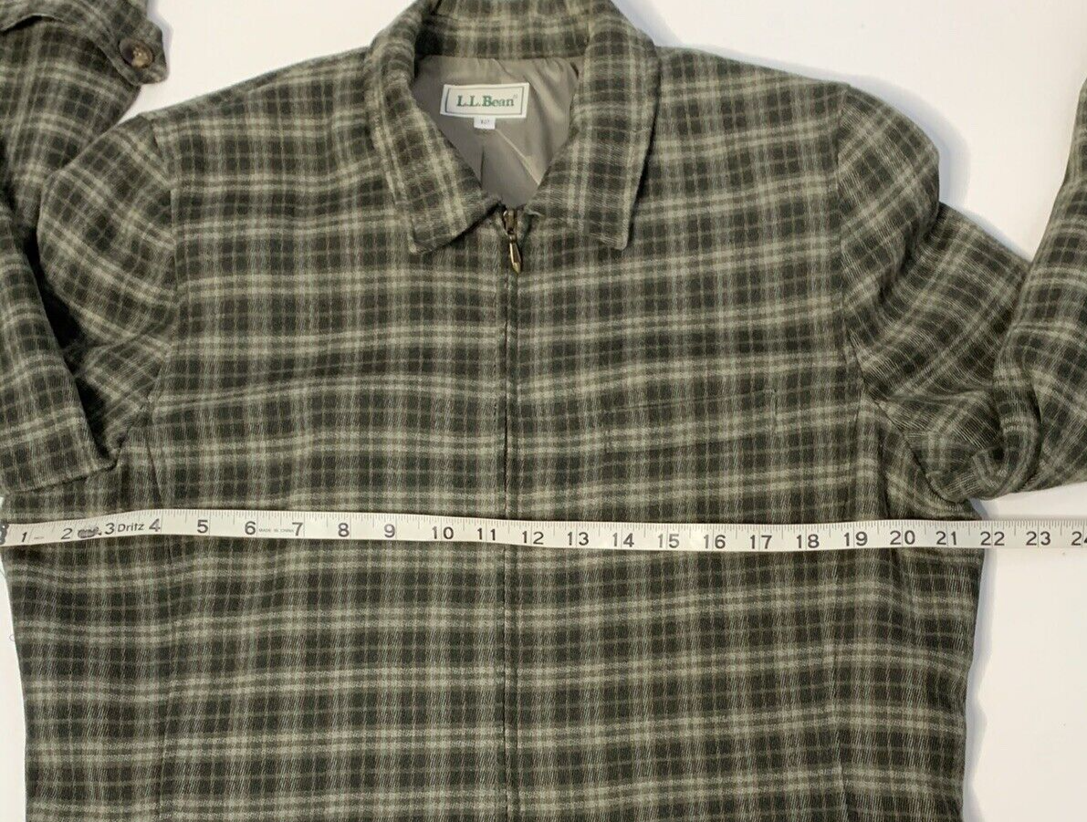 Vintage LL Bean Jacket Women's M 100% Wool Brown Green Plaid