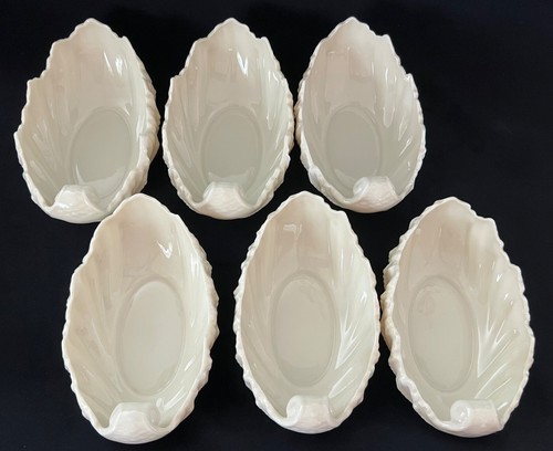 Rare! Lot of 6 Lenox Acanthus Leaf Candy/Nut Bowls~Vintage~Green Logos~Pristine!