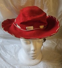 1950S KIDS WOOL WHIP-STITCHED COWBOY HAT SATIN BAND STAR PERFORATED VIRGIN WOOL