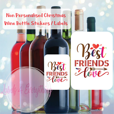 Non Personalised Best Friend Wine Bottle Sticker Label Gift Novelty Christmas