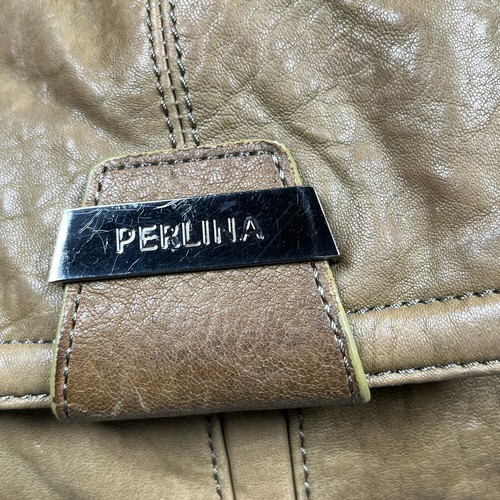 Perlina New York Natalie Tote Bag Shoulder Bag Womens Caramel Brown Leather - Picture 3 of 12