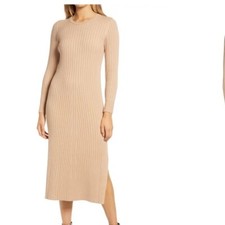 WAYF Dede and Emily BFF collection Sweater dress SIZE M MEDIUM TAN NEW