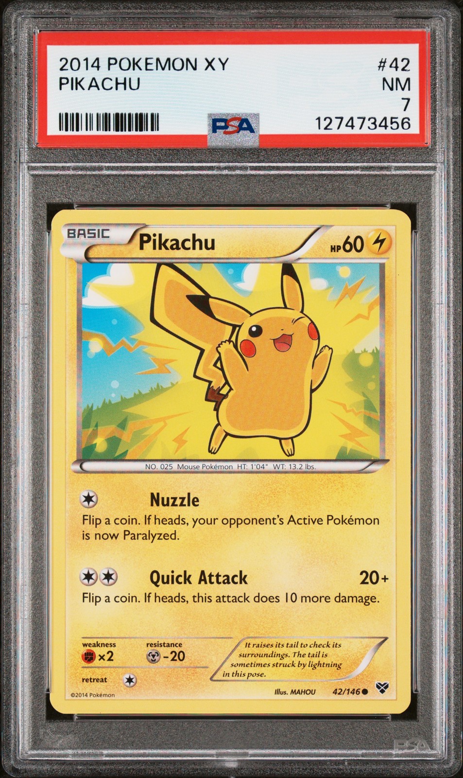 2014 POKEMON XY #42 PIKACHU PSA 7