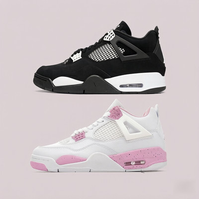 Sportschuhen Weiß/Rosa Unisex Retro-A-J-4-Basketballschuhen Boardschuhen EU36-46