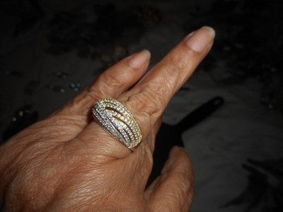 14 kt Gold über Silber Diamanten Bicolor Ring, 50 ct Diamanten Ringgröße 7