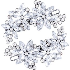 2pcs Rhinestone Hair Clip for Women, Sparkly Crystal Flower Headpiece, Non-Sl...