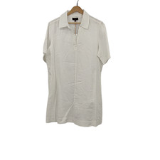 Quince Women White Basic Sleeved Dress L