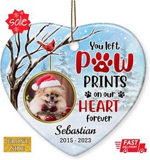 Personalized Pet Memorial Ornament - You Left Paw Prints On Our Hearts Christ...