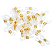 40pcs Eyeglass Chain Connector Silicone Strap Holder Chain End Loop White Gold