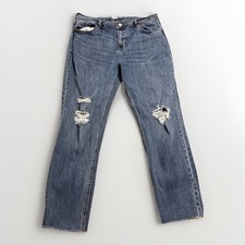 Old Navy Jeans Womens 14 Blue Boyfriend Distressed Cut Frayed Hems 34x28