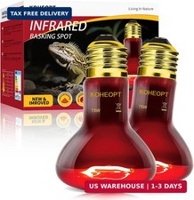 2-Pack Infrared 75W Reptile Heat Lamp Bulb,Heat Emitter Red Heat Lamp for Reptil