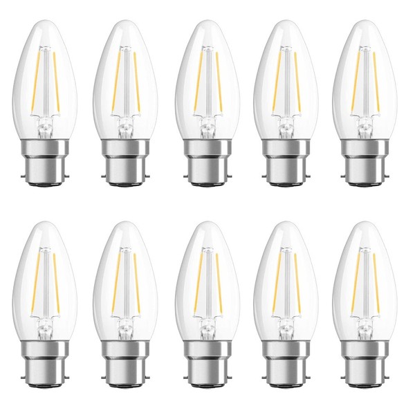 10 X Osram Led Filament Parathom Kerze 2,8W = 25W B22D Klar 250Lm Warmweiß 2700K-image