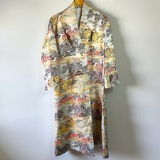 Vintage Japanese Silk Brocade Opera Coat Landscape Kimono Robe OS