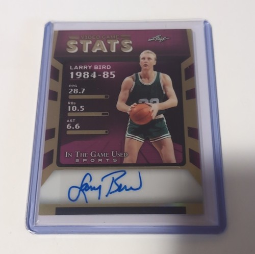 2025 Leaf In The Game Used Larry Bird Autograph Video Game Stats #VG-LB1 /8