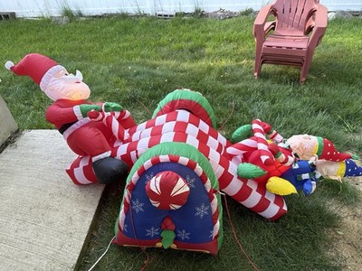 Gemmy Vintage Christmas Inflatable Santa Elves Teeter Totter Seesaw