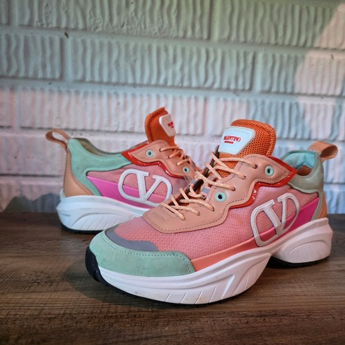 Valentino Garavani VLogo Multicolor Chunky Sneakers Pink Green Orange US 8.5